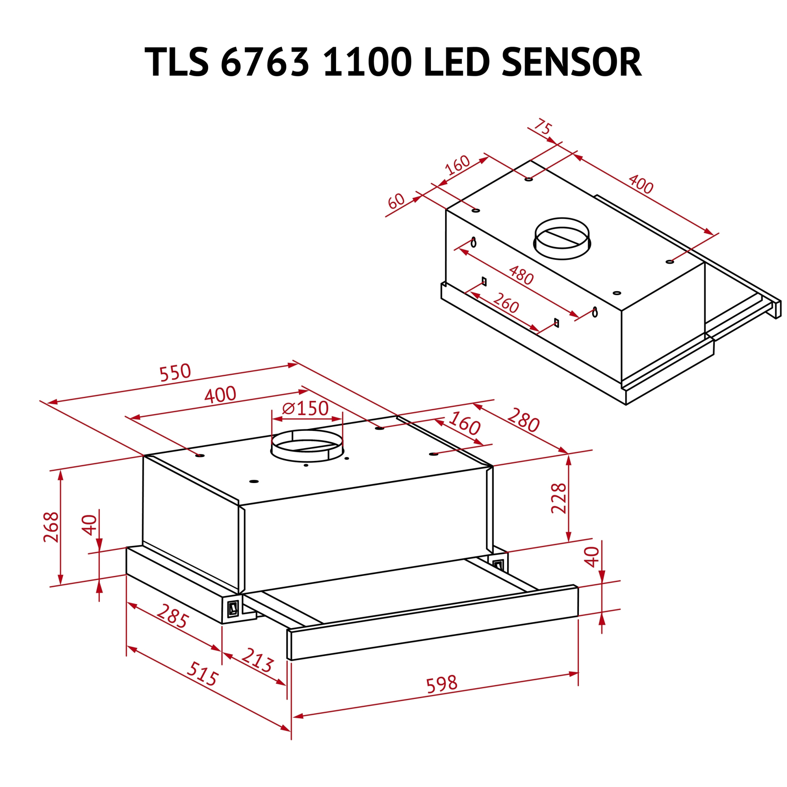 Витяжка кухонна Perfelli TLS 6763 WH 1100 LED Sensor зображення 11