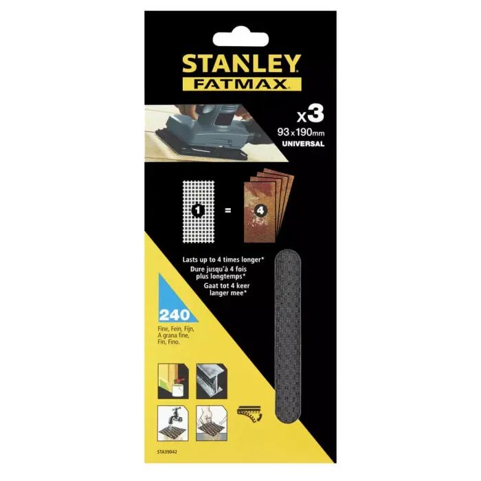 Сітка абразивна Stanley шліфувальна, 93х190 мм, 3 листи, 240 мкм для КА300/310/320 (STA39042) зображення 2
