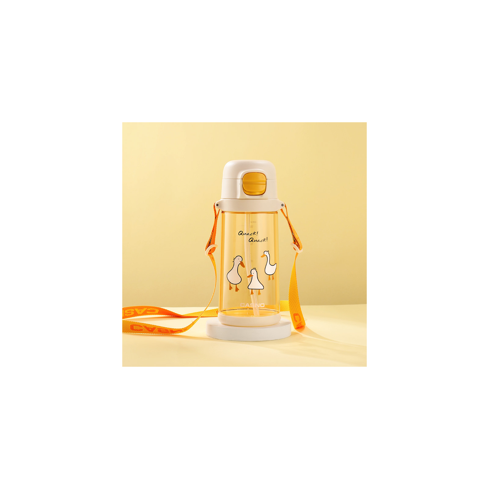 Пляшка для води Casno 690 мл KXN-1219 Помаранчева Гуси з соломинкою (KXN-1219_Orange) зображення 2