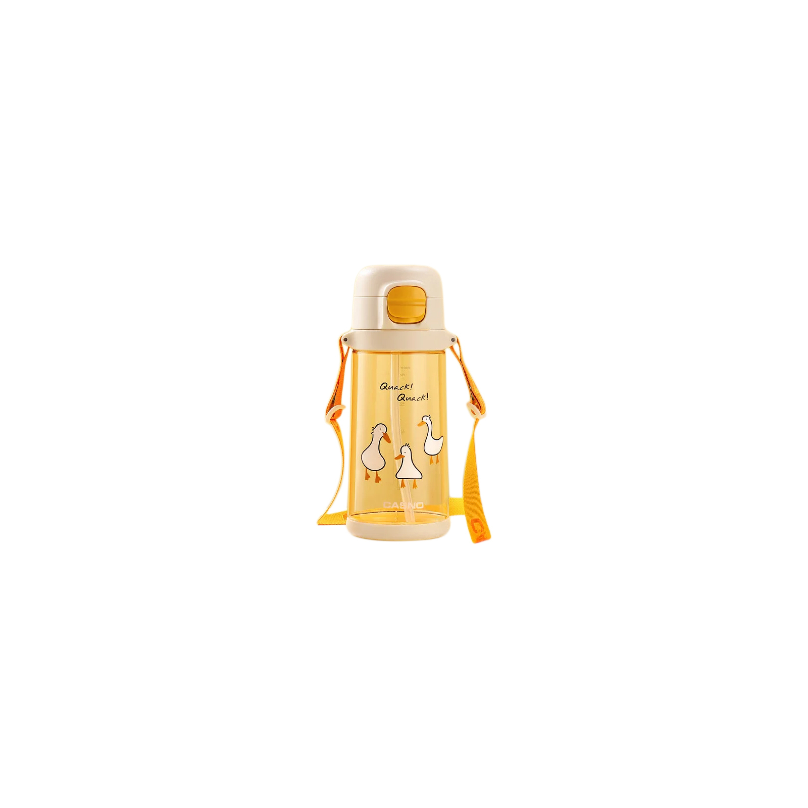 Бутылка для воды Casno 690 мл KXN-1219 Помаранчева Гуси з соломинкою (KXN-1219_Orange)