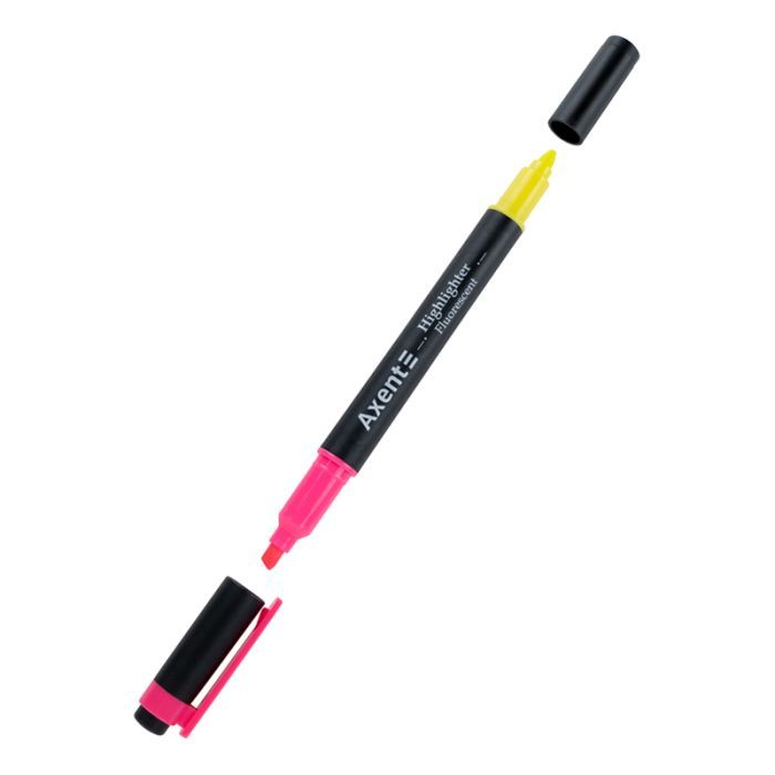 Маркер Axent Highlighter Dual 2-4 мм клиновидный розовый+желтый (2534-10-A)