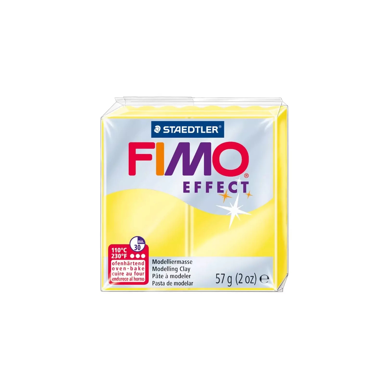 Пластика Fimo Effect, Желтая полупрозрачная, 57 г (4006608810030)