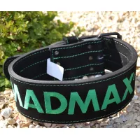 Атлетичний пояс MadMax MFB-301 Suede Single Prong шкіряний Black/Green M (MFB-301_M) зображення 2