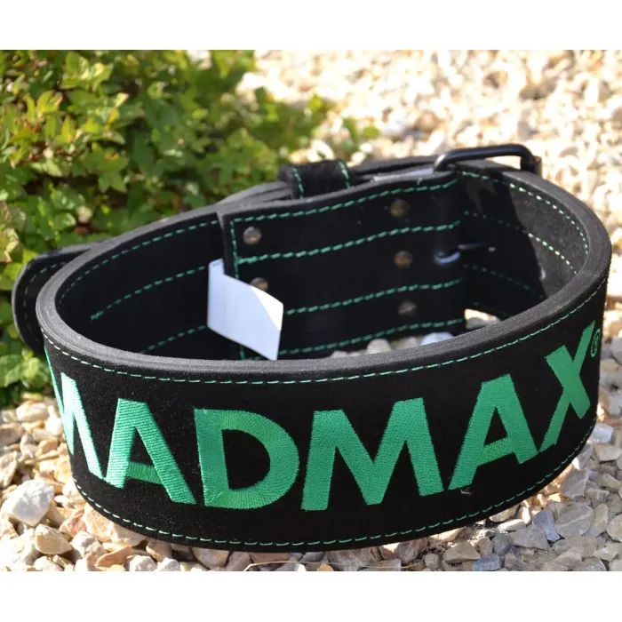 Атлетический пояс MadMax MFB-301 Suede Single Prong шкіряний Black/Green M (MFB-301_M) изображение 2