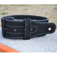 Атлетичний пояс MadMax MFB-301 Suede Single Prong шкіряний Black/Green M (MFB-301_M) зображення 4