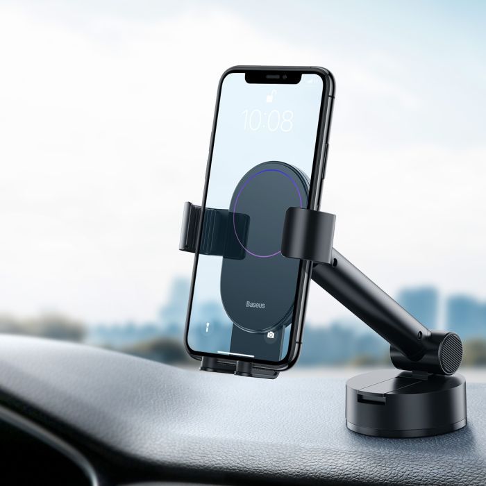 Універсальний автотримач Baseus 4.7-6.5" Gravity Simplism (на присоску) black (SUYL-JY01) зображення 2