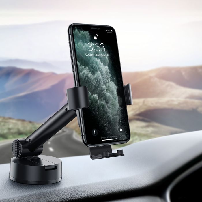 Універсальний автотримач Baseus 4.7-6.5" Gravity Simplism (на присоску) black (SUYL-JY01) зображення 3