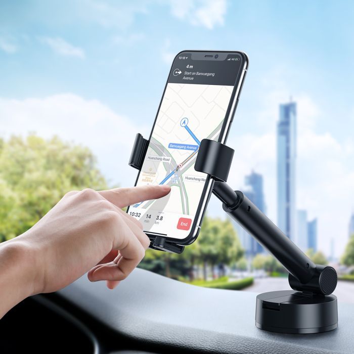 Універсальний автотримач Baseus 4.7-6.5" Gravity Simplism (на присоску) black (SUYL-JY01) зображення 4