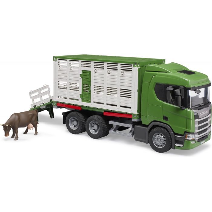 Спецтехніка Bruder Scania Super 560R для перевезення тварин 1:16 з коровою (03548) зображення 4