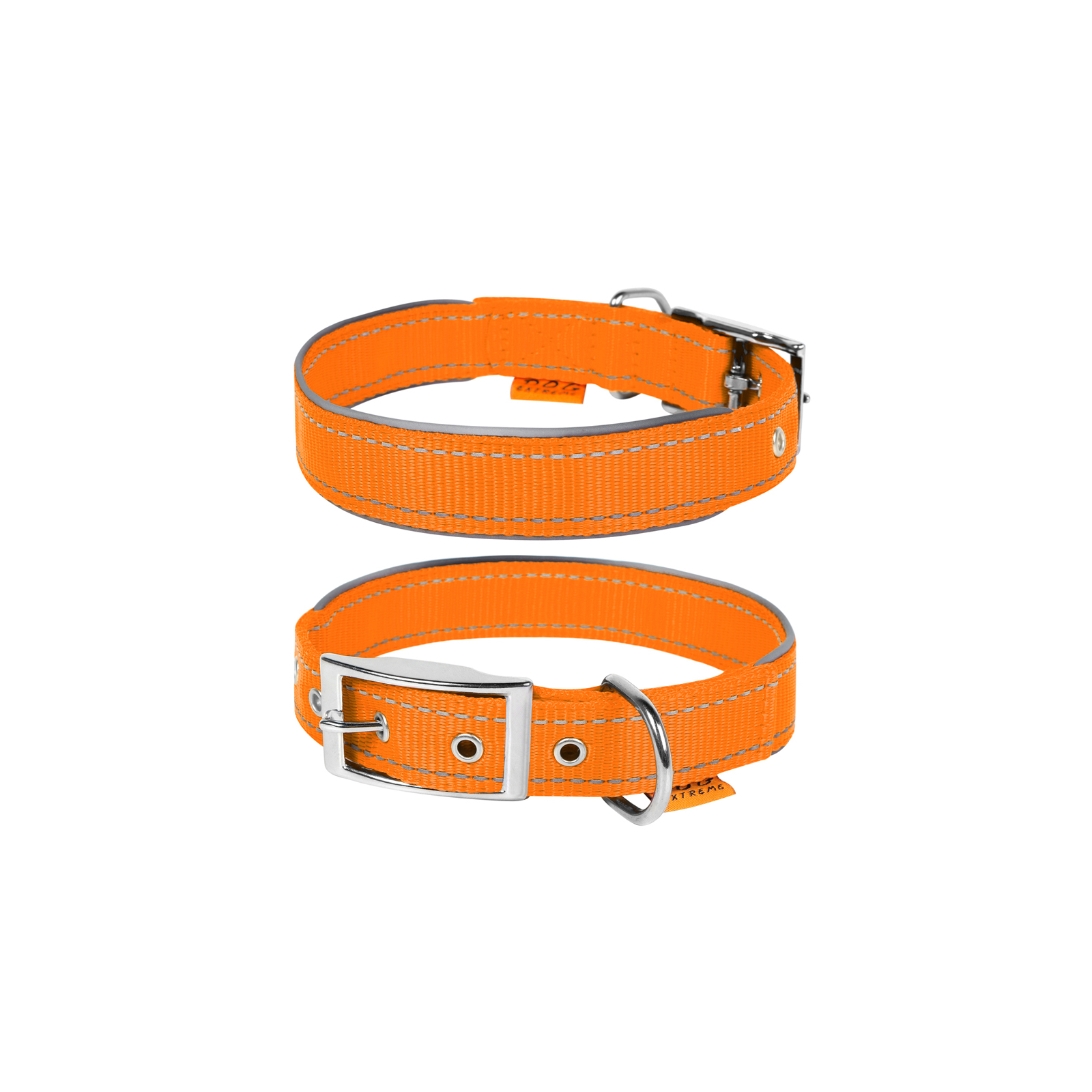 Ошейник для животных Dog Extreme двойной со светоотражающей вставкой Ш 40 мм Д 60-72 см оранжевый (64544) изображение 2