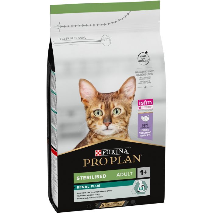 Сухой корм для кошек Purina Pro Plan Sterilised Adult 1+ Renal Plus Для взрослых стерилизованных С индейкой 1.5 кг (7613033566592)