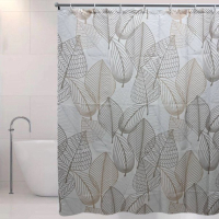 Photos - Shower Curtain Stenson Шторка для ванної  180х180 см лист золотий  R8975 (R89756 leaf gold)