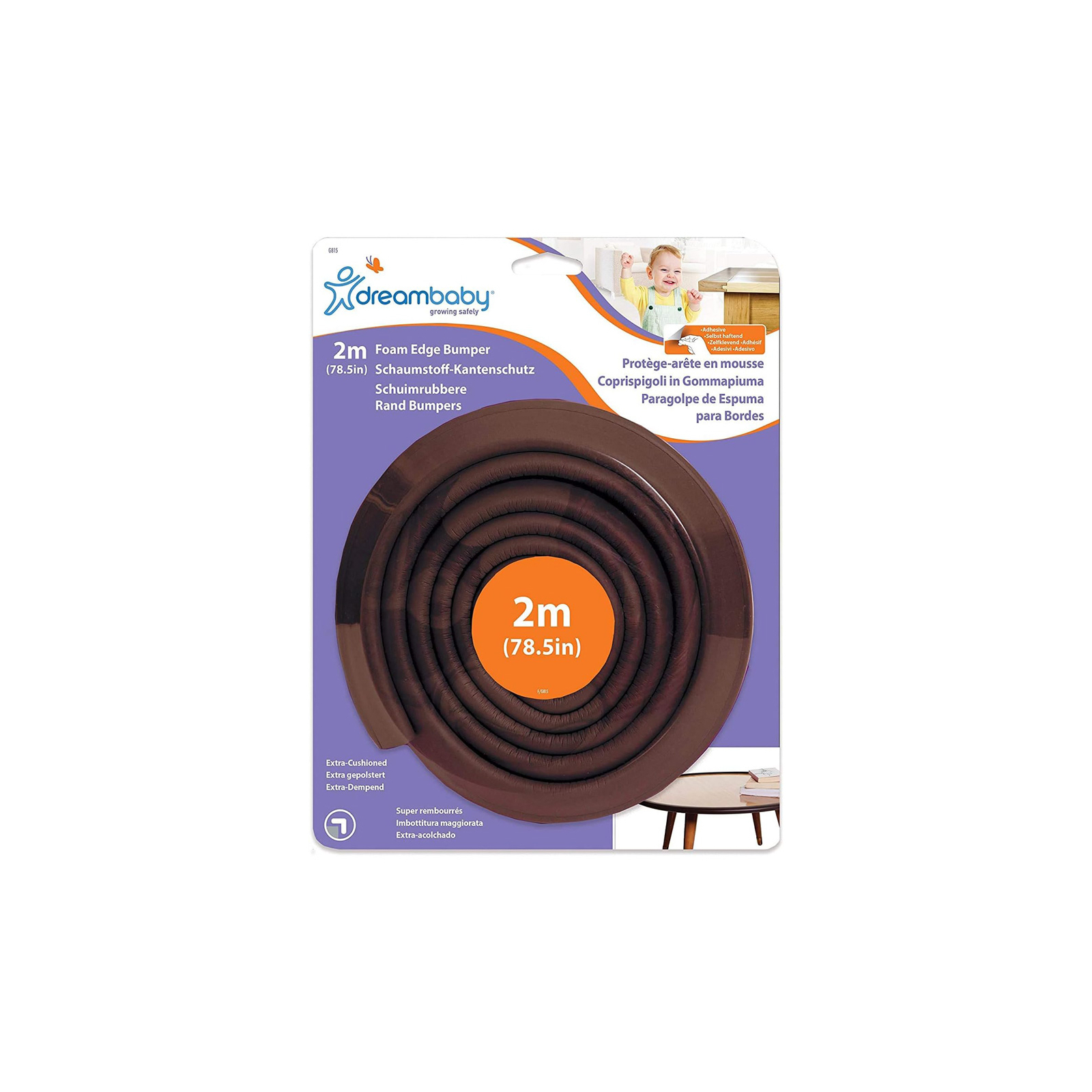 Защита на углы DreamBaby защитная лента на острые углы мебели 2 м, коричневая (G815)