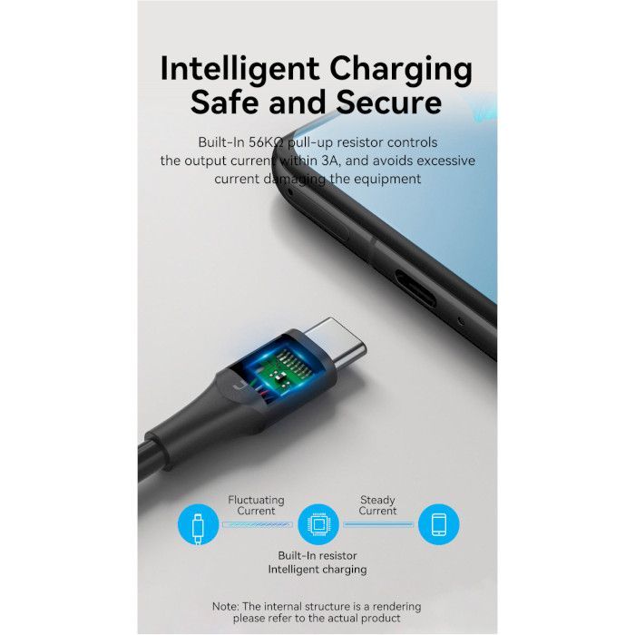 Дата кабель USB 2.0 AM to USB-C 0.5m 3A 18W PVC Vention (CTHBD) зображення 6