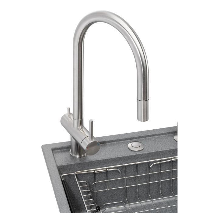 Мийка кухонна GRANADO Royal Estella grafito (+ подрібнювач Algar 1000 + змішувач Ferrol inox + дозатор Redondo inox + (ksg0309) зображення 2