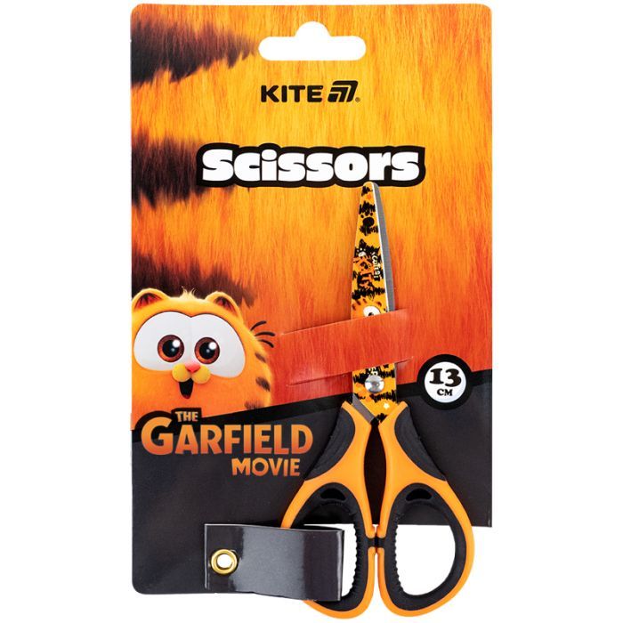 Ножницы Kite детские с резиновыми вставками и рисунком на лезвии Garfield 13 см (GF25-148)