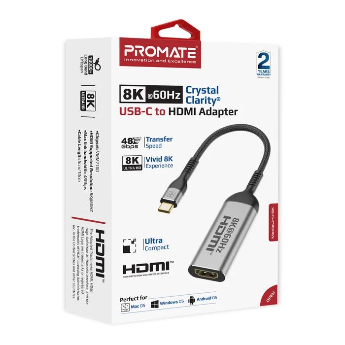 Адаптер USB-C to HDMI medialink-8k.grey Promate (medialink-8k.grey) изображение 2
