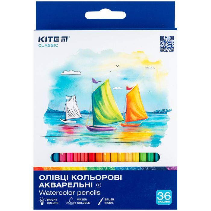 Карандаши цветные Kite Classic акварельні, 12 кольорів (K-1049)