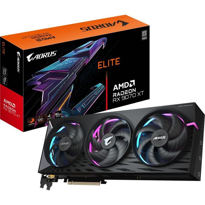 Відеокарта GIGABYTE Radeon RX 9070 XT 16Gb AORUS ELITE (GV-R9070XTAORUS E-16GD) зображення 11