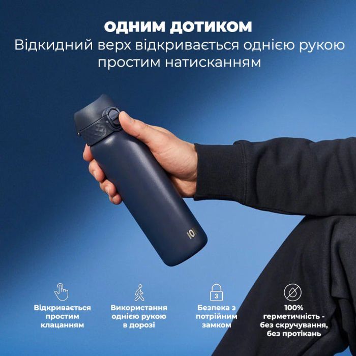 Пляшка для води ION8 OneTouch Vacuum Insulated 500 мл Navy (I8TS500NAVY) зображення 6