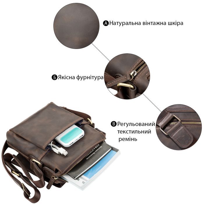 Сумка Shvigel Кожаная Коричневая (11093) изображение 4