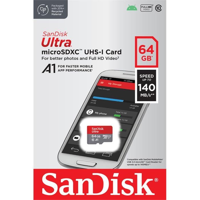 Карта пам'яті SanDisk 64GB microSDXC class 10 UHS-I A1 (SDSQUAB-064G-GN6MN) зображення 2