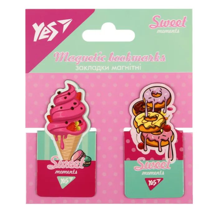 Закладки для книг Yes магнітні Sweet Cream, висікання, 2 шт (708401)