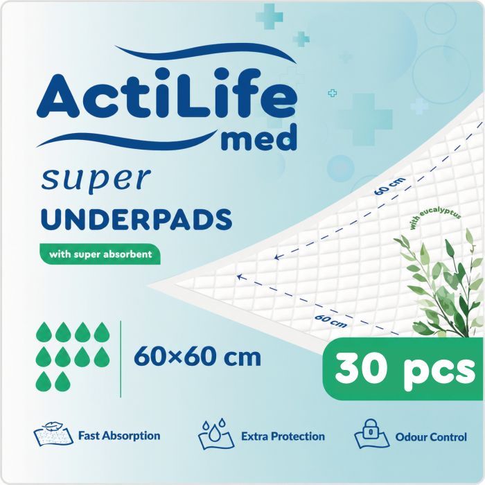 Пеленки для младенцев ActiLife Med Super 60 х 60, 10 шт (4820174981440)