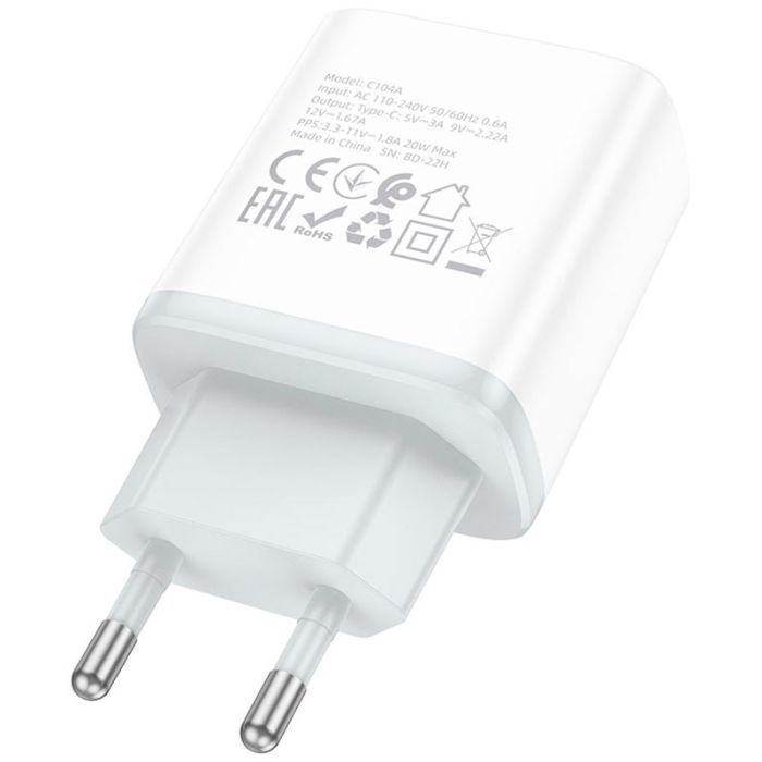 Зарядний пристрій HOCO C104A Stage USB-C PD20W White (6931474782892) зображення 5