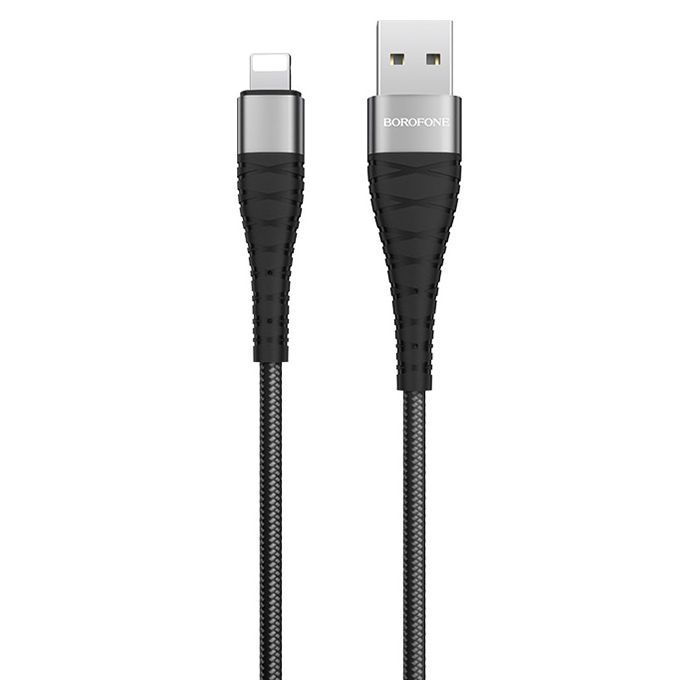 Дата кабель USB 2.0 AM to Lightning 1.0m 2.4A nylon BX32 black BOROFONE (6931474710413)