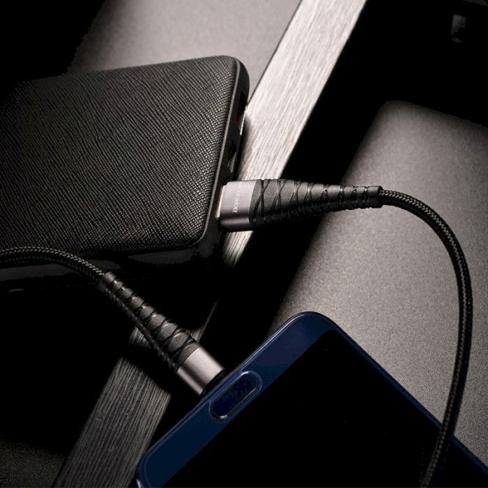 Дата кабель USB 2.0 AM to Lightning 1.0m 2.4A nylon BX32 black BOROFONE (6931474710413) изображение 6