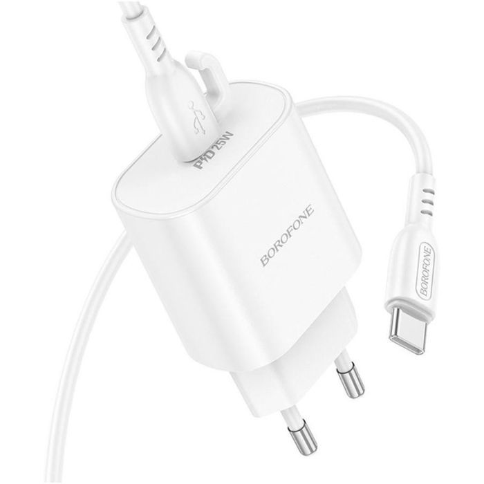 Зарядное устройство BOROFONE BA82A Platinum USB-C PD25W + cable USB-C to USB-C White (6941991112270) изображение 3