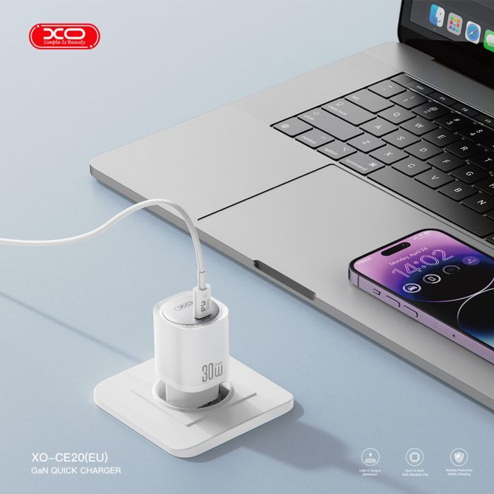 Зарядний пристрій XO CE20 33W USB-C PD30W/PPS33W White (CE20_White) зображення 5