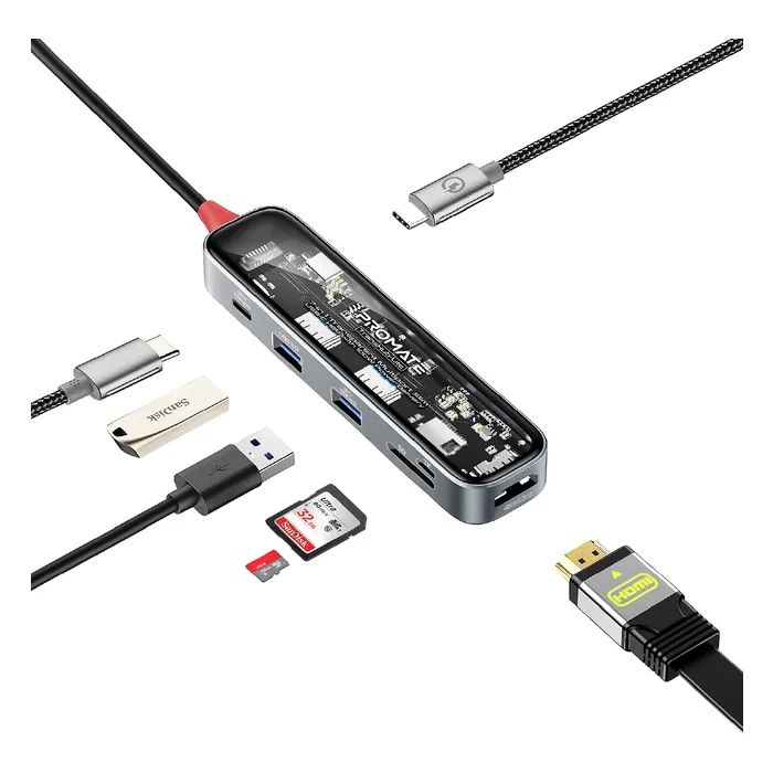 Концентратор Promate USB-C 7-in-1 Promate transhub-lite (transhub-lite)