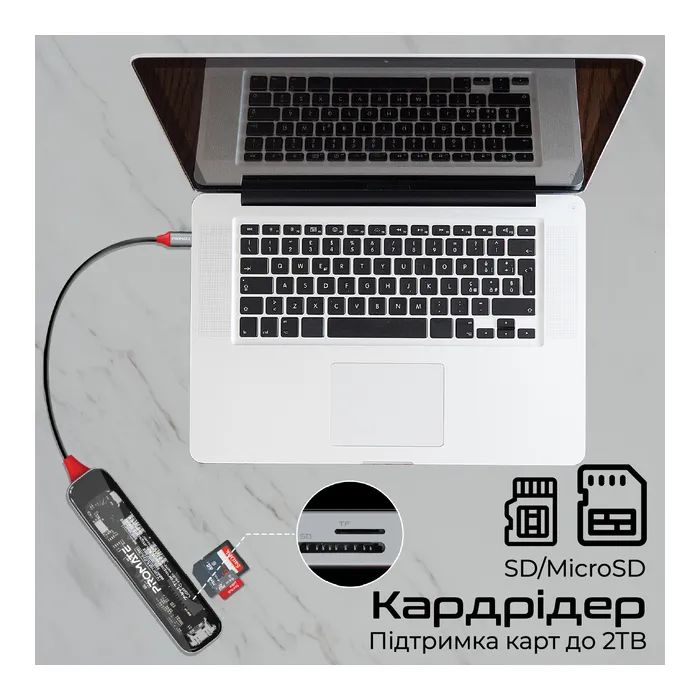 Концентратор Promate USB-C 7-in-1 Promate transhub-lite (transhub-lite) изображение 6