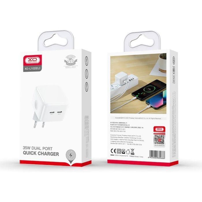 Зарядний пристрій XO L102 2xUSB-C PD35W White (L102.white) зображення 4