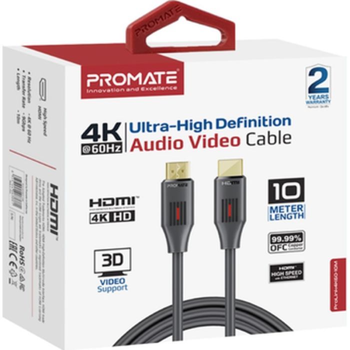 Кабель мультимедийный HDMI M to HDMI M 10.0m V2.0 black Promate (prolink4k60-10m) изображение 2