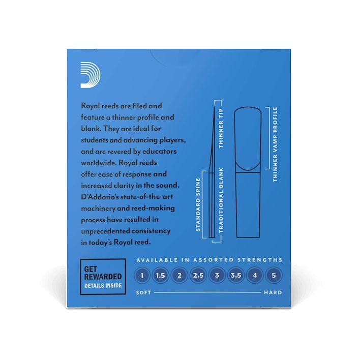 Трость для кларнета D'Addario Royal - Bb Clarinet #1.5 - 10 box (RCB1015) изображение 2