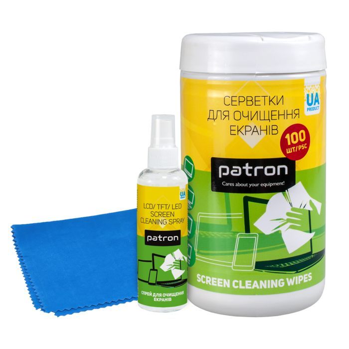 Универсальный чистящий набор Patron Screen spray 100ml F3-008 +wipesF3-027+microfi (CS-PN-BUNDL-13)
