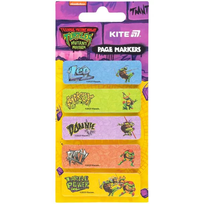 Стикер-закладка Kite бумажная с рисунком Ninja Turtles, 100 шт, 5х15х50 мм, прямоугольная (NT25-480)