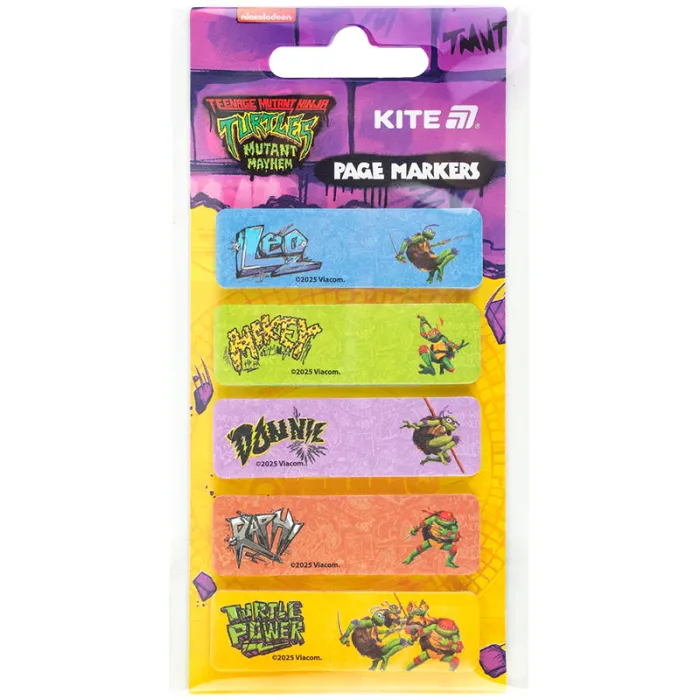 Стікер-закладка Kite паперова з малюнком Ninja Turtles, 100 шт, 5х15х50 мм, прямокутна (NT25-480) зображення 2