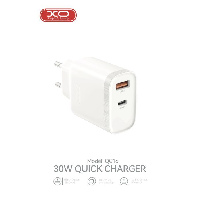 Зарядное устройство XO 1xUSB-C PD30W + 1xUSB QC3.0 (XO-QC16) изображение 8