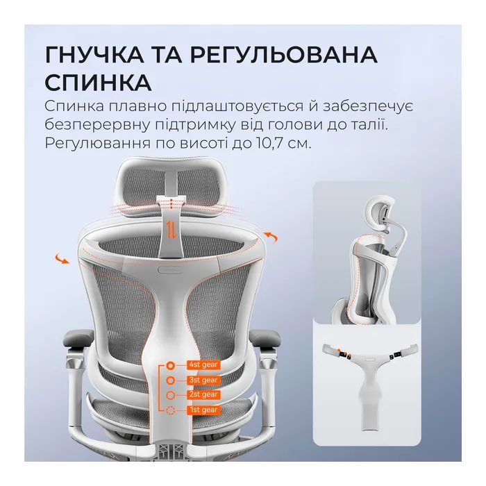 Офисное кресло Sihoo DORO C300 Pro Mesh White (DORO-C300-PRO-M102) изображение 10