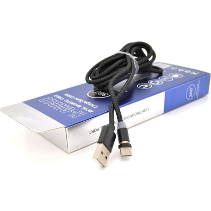 Дата кабель USB 2.0 to Lightning 1.0m 2A magnetic nylon black PiPo (18167)