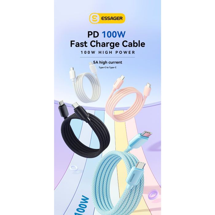 Дата кабель USB-C to USB-C 1.0m 100W black Essager (EXCTT1-WL01-P) зображення 2