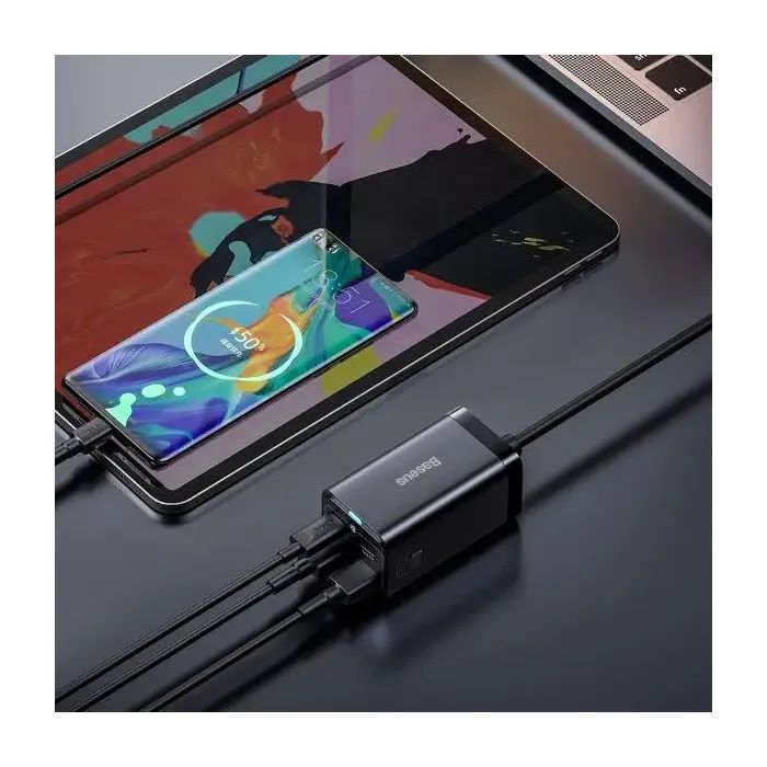Зарядний пристрій Baseus 2xUSB-C 65W + 2xUSB GaN + cable USB-C to USB-C 100W 1.0m black (CCGP040101) зображення 9