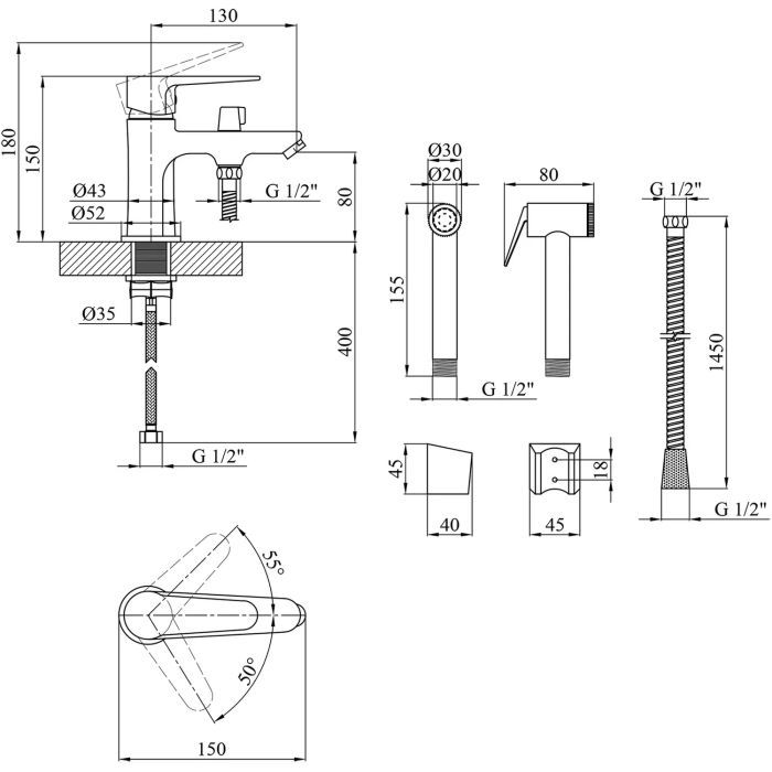 Смеситель Kroner Elbe-C015 (CV023575) изображение 8