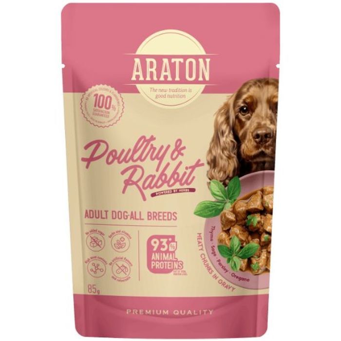 Влажный корм для собак ARATON Adult with Poultry and Rabbit 85 г (ART47934)