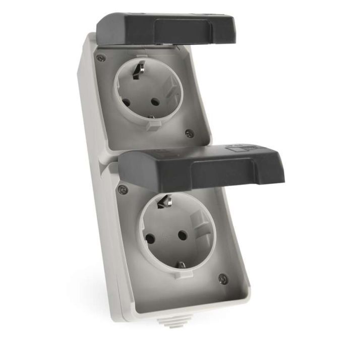 Розетка EMOS вертикальна зовнішня IP44 Сіро-чорна (A1396.3)