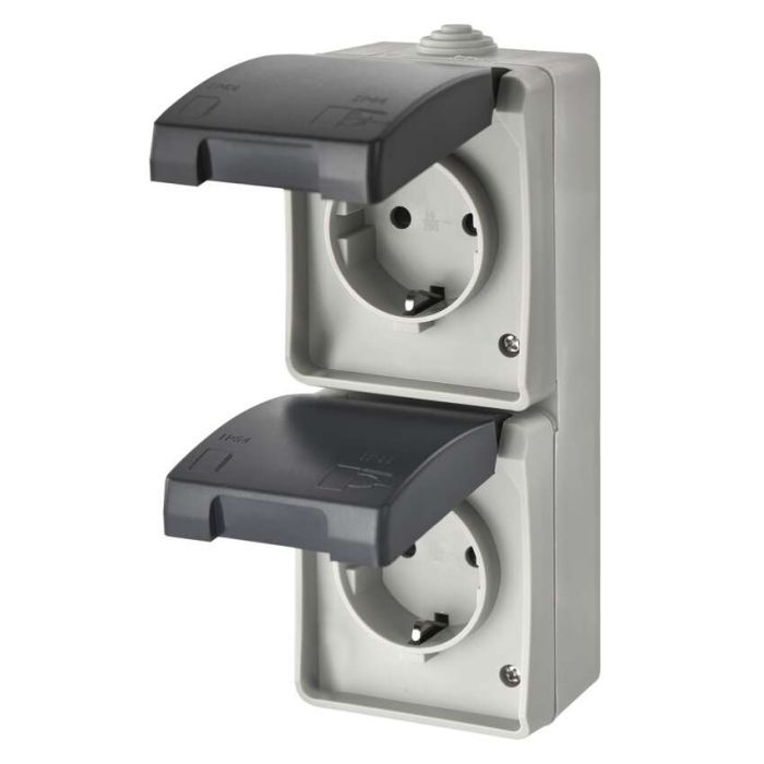 Розетка EMOS вертикальна зовнішня IP44 Сіро-чорна (A1396.3) зображення 2